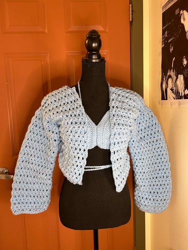 Light Blue Cardigan and Bralette
