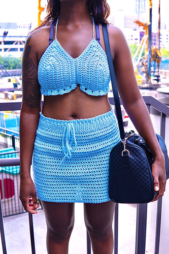 Light Blue Bralette and Skirt Set
