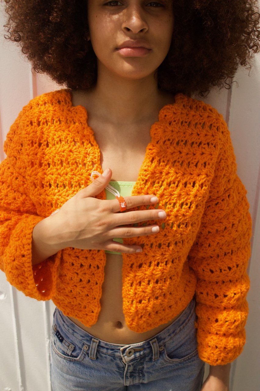 Orange Handmade Cardigan