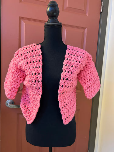 Pink Short Sleeve Handmade Cardigan